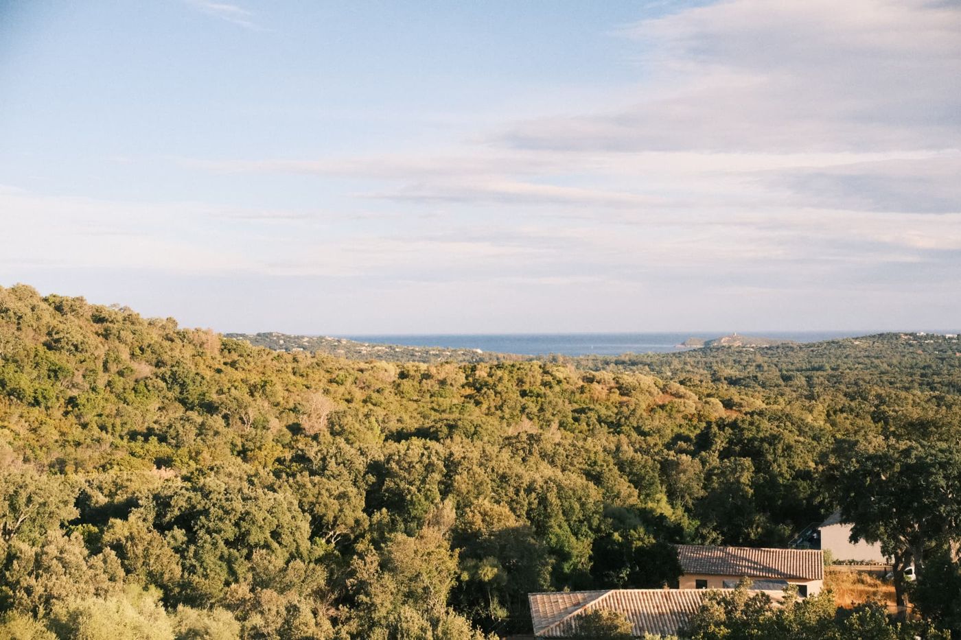 Panorama sur le maquis corse et la mer depuis la villa